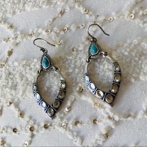 Lucky teal and silver drop earrings